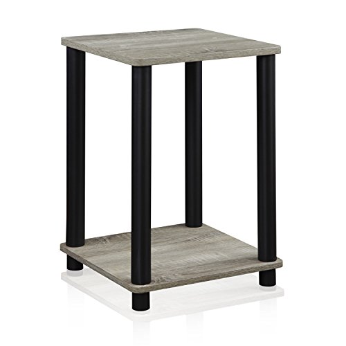 Product Cover FURINNO Turn-N-Tube Haydn End Table, 1-Pack, French Oak Grey/Black