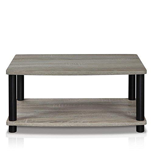 Product Cover FURINNO Turn-N-Tube No Tools 2-Tier Elevated TV Stand, French Oak Grey/Black