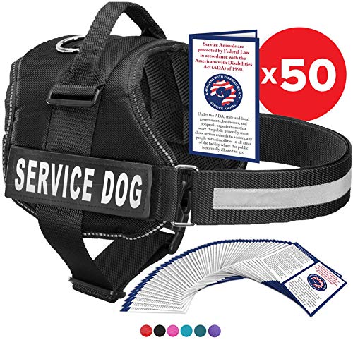 Product Cover Service Dog Vest With Hook and Loop Straps and Handle - Harness is Available in 8 Sizes From XXXS to XXL - Service Dog Harness Features Reflective Patch and Comfortable Mesh Design (Black, Small)