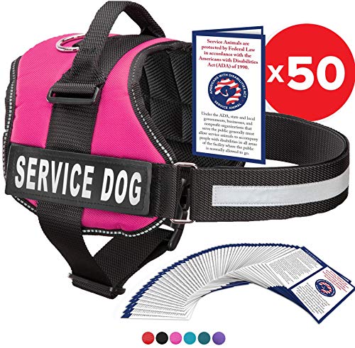 Product Cover Service Dog Vest With Hook and Loop Straps and Handle - Harness is Available in 8 Sizes From XXXS to XXL - Service Dog Harness Features Reflective Patch and Comfortable Mesh Design (Pink, Small)