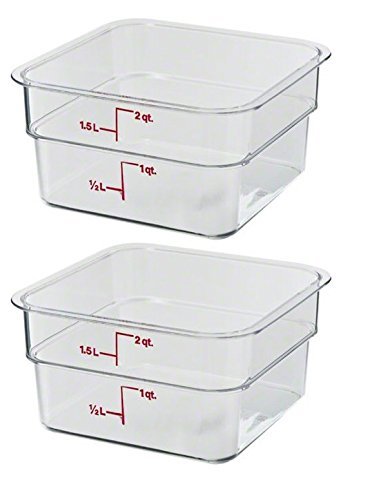 Product Cover Cambro 2SFSCW135 CamSquare Food Storage Containers, Set of 2 (2-Quart, Polycarbonate, NSF)