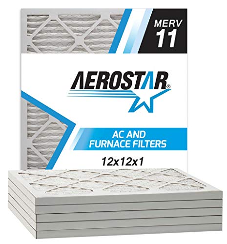 Product Cover Aerostar 12x12x1 MERV 11 Pleated Air Filter, Made in the USA, 6-Pack