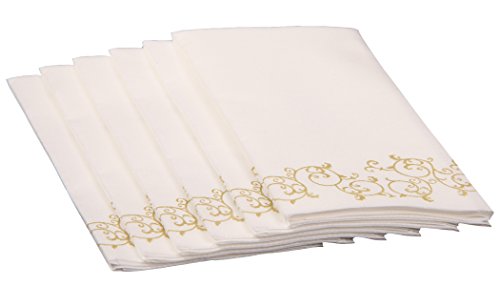 Product Cover Simulinen Guest Towels for Bathroom - Gold Floral - Disposable Paper Towels - Box of 100 - Perfect Size: 12x17 inches Unfolded & 8.5x4 inches Folded