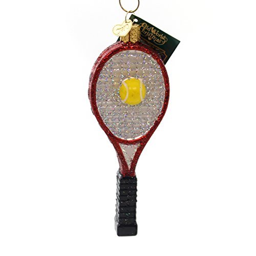 Product Cover Old World Christmas Tennis Racquet Glass Ornament Ball Sport Game 44088 Red