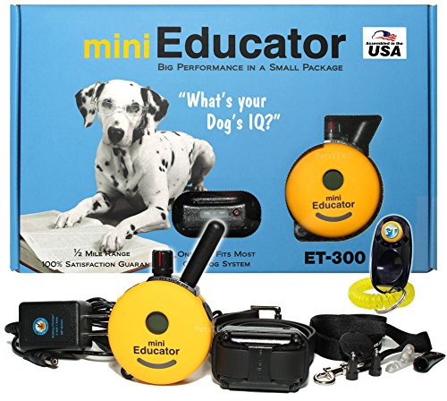 Product Cover Bundle of 2 Items - E-Collar - ET-300 - 1/2 Mile Remote Waterproof Trainer Mini Educator - Static, Vibration and Sound Stimulation Collar With PetsTEK Dog Training Clicker Training Kit