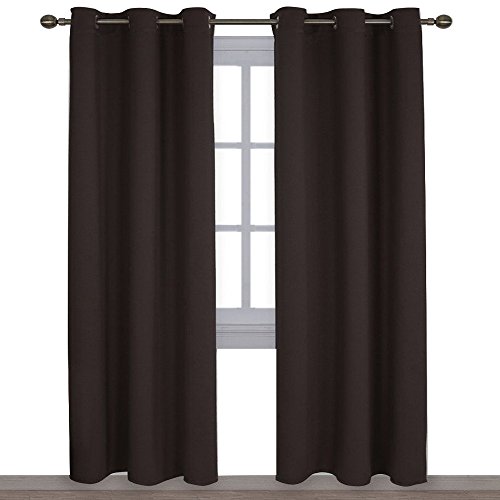 Product Cover NICETOWN Energy Smart Thermal Insulated Solid Grommet Blackout Curtains/Drapes for Living Room (2 Panels,42 inches x 84 inches,Toffee Brown)