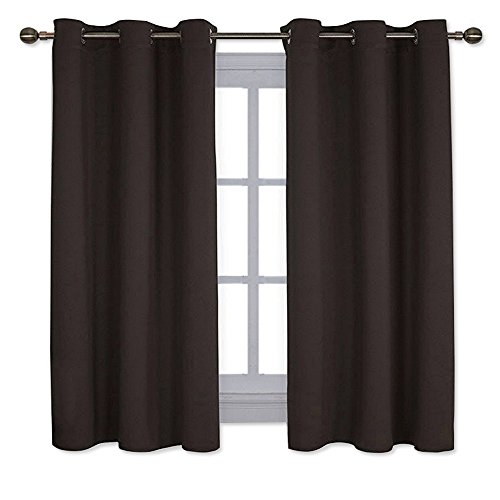 Product Cover NICETOWN Triple Weave Microfiber Energy Saving Thermal Insulated Solid Grommet Blackout Curtains for Bedroom (1 Pair,42 inches by 63 Inch,Toffee Brown)