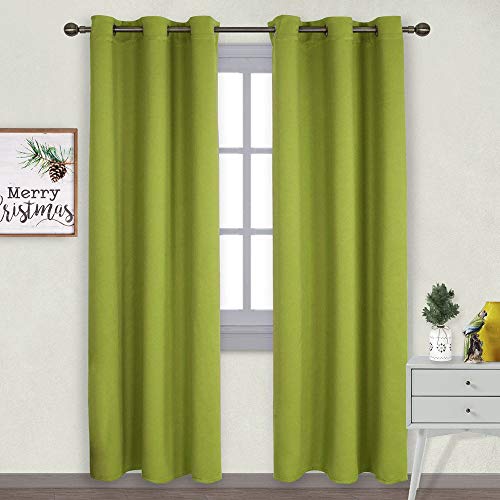 Product Cover NICETOWN Window Treatment Thermal Insulated Solid Grommet Blackout Curtains/Drapes for Christmas Bedroom (2-Pack, 42 by 84 Long, Fresh Green)