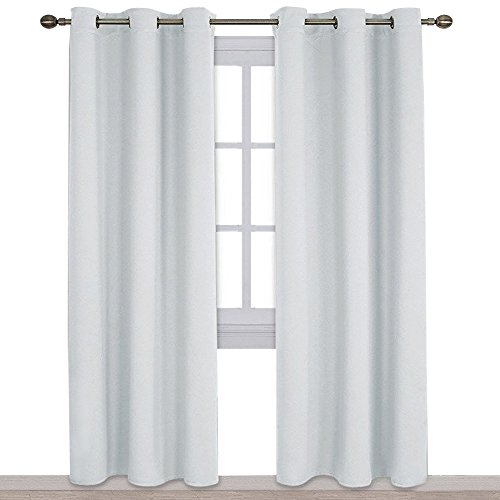 Product Cover NICETOWN Easy Care Solid Thermal Insulated Grommet Room Darkening Curtains/Drapes for Bedroom (2 Panels, 42 by 84, Light Grey-Greyish White)