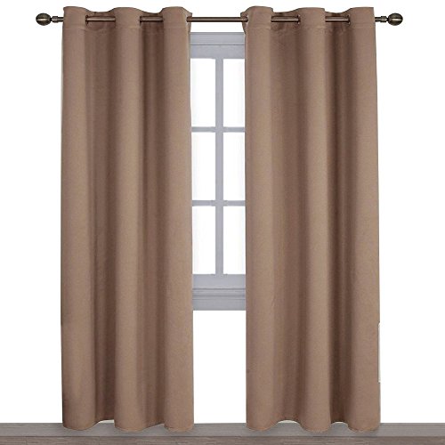 Product Cover NICETOWN Window Treatment Thermal Insulated Solid Grommet Blackout Curtains/Drapes for Bedroom (1 Pair,42 by 84 Inch,Cappuccino)