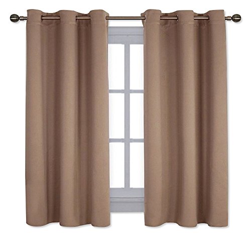 Product Cover NICETOWN Window Treatment Thermal Insulated Solid Grommet Blackout Curtains/Drapes for Bedroom (Set of 2 Panels,42 by 63 Inch,Cappuccino)
