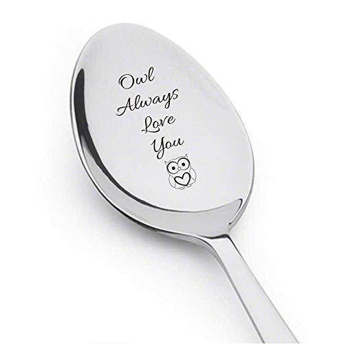 Product Cover Owl Always Love You - Owl gifts - Engraved Spoon - Coffee Lover - Engraved Silverware - Funny gifts - Unique gifts - Engagement gifts By Boston Creative company