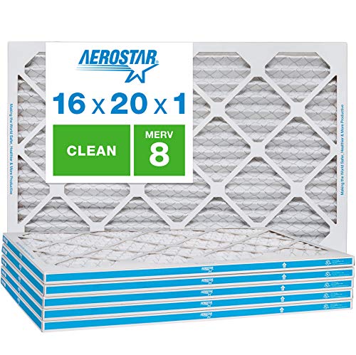 Product Cover Aerostar Clean House 16x20x1 MERV 8 Pleated Air Filter, Made in the USA, 6-Pack