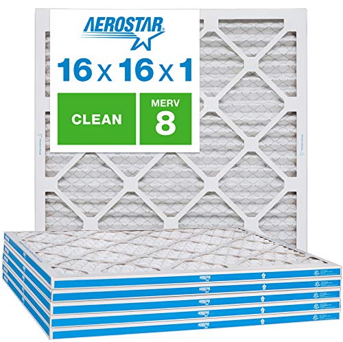 Product Cover Aerostar Clean House 16x16x1 MERV 8 Pleated Air Filter, Made in the USA, 6-Pack