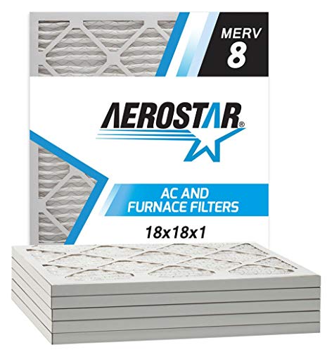 Product Cover Aerostar 18x18x1 MERV 8 Pleated Air Filter, Made in the USA, 6-Pack