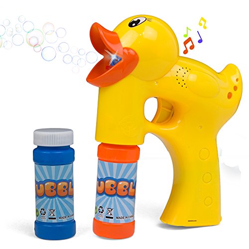 Product Cover Bubble Gun Toy Machine Shooter | Duck Shape with Music and Sounds | 2 Bubble Solution with Battery Included | Bubble Blaster for Parties | Indoor or Outdoor