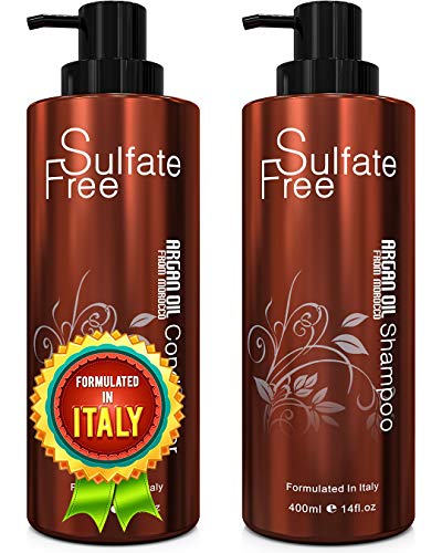 Product Cover Natural Organic Moroccan Argan Oil Shampoo and Conditioner Set Sulfate Free - Best for Damaged, Dry, Curly or Frizzy Hair - Thickening for Fine/Thin Hair, Safe for Color-Treated, Keratin Treated Hair