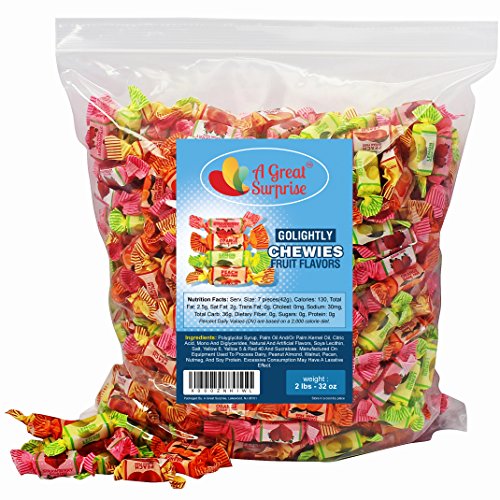 Product Cover GoLightly Sugar Free Fruit Chews - Go Lightly Sugar Free Candy, 2 LB Bulk Candy