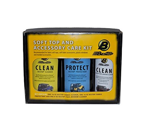 Product Cover Bestop 11215-00 Fabric Care Pack - Vinyl Soft Top Cleaner, Vinyl Window Cleaner and Vinyl Protectant 3-pack - boxed