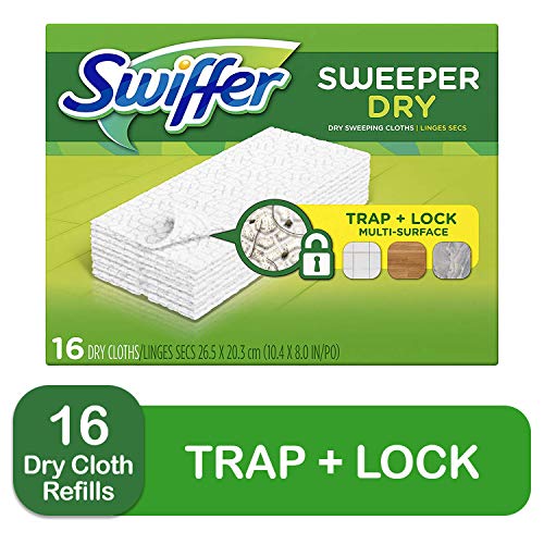 Product Cover Swiffer Sweeper Dry Mop Pad Refills for Floor Mopping and Cleaning, All Purpose Floor Cleaning Product, Unscented, 16 Count