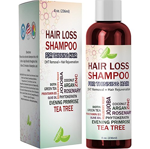 Product Cover Best Hair Loss Shampoo Potent Hair Loss Fighting Formula 100% Natural Topical Regrowth Treatment Restores Hair Stops Hair Shedding Contains Biotin Rosemary Coconut Oil For Women and Men