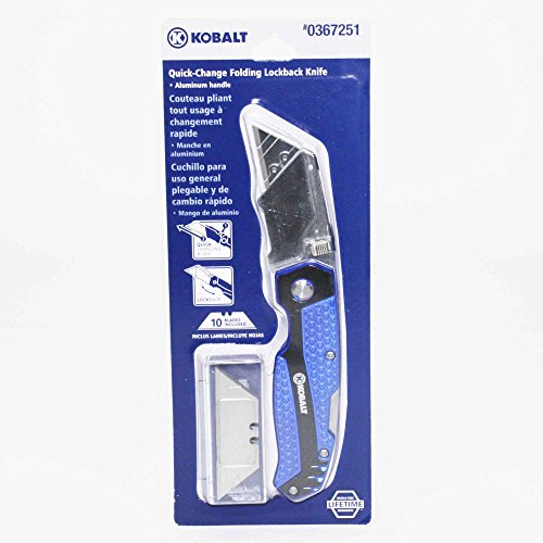 Product Cover Kobalt Utility Knife & 11 Blades, Foldable Speed Release Quick Change Box Cutter