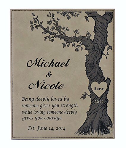 Product Cover Forever Me Gifts 3rd Anniversary Tan Leather Personalized Poem and Wedding Date