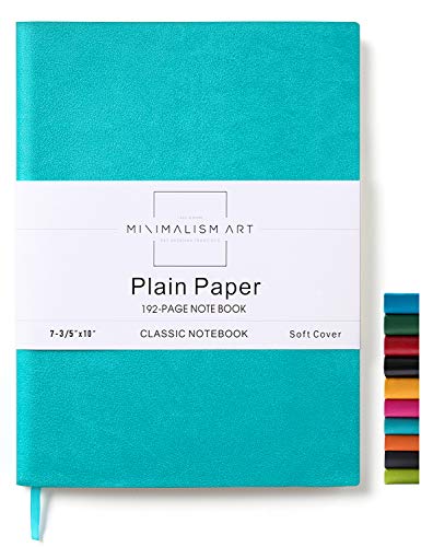 Product Cover Minimalism Art, Soft Cover Notebook Journal, Composition B5 Size 7.6 X 10 inches, Blue, Plain Blank Page, 192 Pages, Fine PU Leather, Premium Thick Paper - 100gsm, Designed in San Francisco
