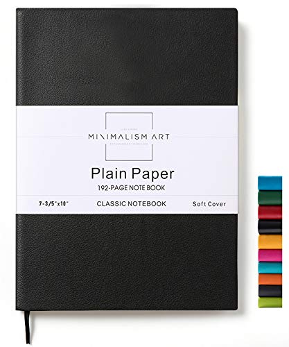 Product Cover Minimalism Art, Soft Cover Notebook Journal, Composition B5 Size 7.6 X 10 inches, Black, Plain Blank Page, 192 Pages, Fine PU Leather, Premium Thick Paper - 100gsm, Designed in San Francisco