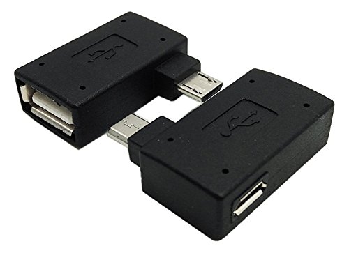 Product Cover CERRXIAN Lemeng 90 Degree (Left+Right) Angled Micro USB 2.0 OTG Host Adapter with USB Power (2 Pack)