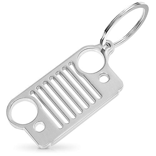 Product Cover Teenitor Jeep Grille Key Chain, Keychain Accessories Laser Cut 304 Stainless Steel, Key Chain Rings, Will Never Rust, Bend or Brake!