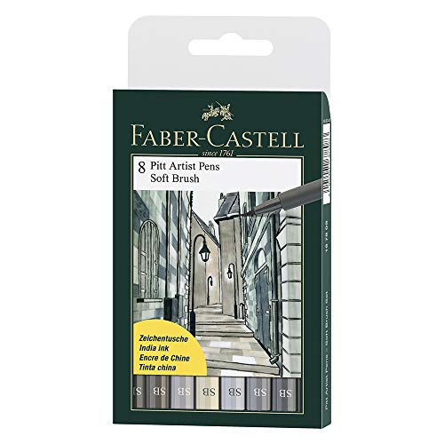 Product Cover Faber-Castell F167808 8 x Pitt Artist Pens (Soft Brush) Shades of Grey