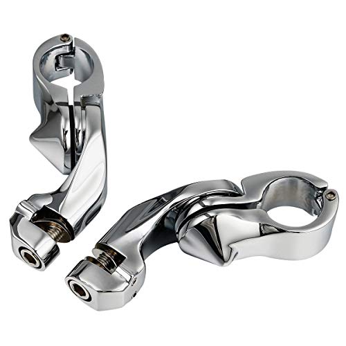 Product Cover TCMT Chrome Front Foot Pegs Short Angled Adjustable Highway Motorcycle Footpeg Footrest Bracket Set Fits For Harley Davidson with 1-1/4