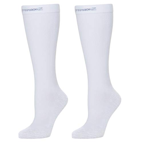 Product Cover CompressionZ Compression Socks For Men & Women - 30 40 mmHG Graduated Medical Compression - Travel, Edema, Diabetics - Swelling in Feet & Legs - M, White