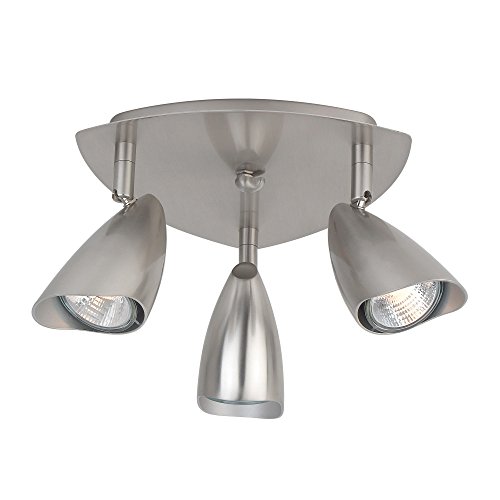 Product Cover Globe Electric Canopy, Finish, 3x GU10 50W Bulbs (sold separately), 58929 Grayson 3 Track Lighting, Brushed Steel, 6.75