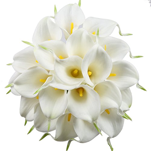 Product Cover Luyue Calla Lily Bridal Wedding Bouquet Head Lataex Real Touch Flower Bouquets Pack of 20 (White)