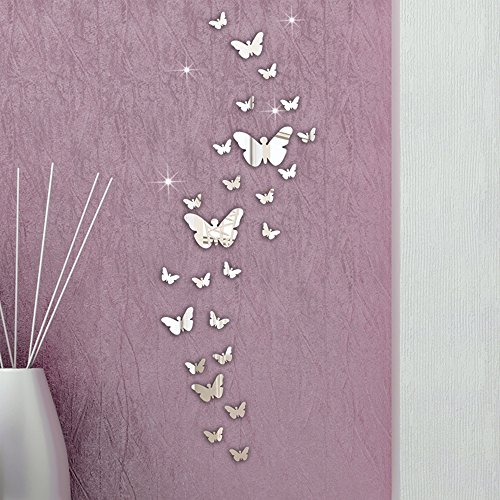Product Cover Ussore 30PC Cartoon Insect Combination 3D Mirror Wall Stickers Home Decoration DIY Wall Stickers Decals Living Room Stick Stickers Decals