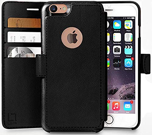 Product Cover LUPA iPhone 6, 6s Wallet Case | Durable and Slim | Lightweight with Classic Design & Ultra-Strong Magnetic Closure | Faux Leather |Black |Apple 6/6s (4.7 in)