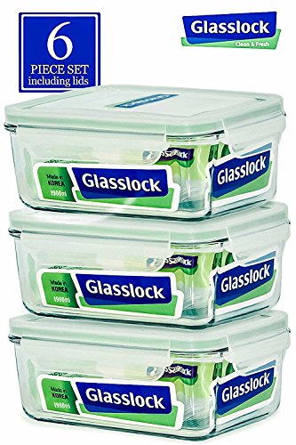 Product Cover Glasslock Food-Storage Container with Locking Lids Oven and Microvave Safe - Rectangular 64oz