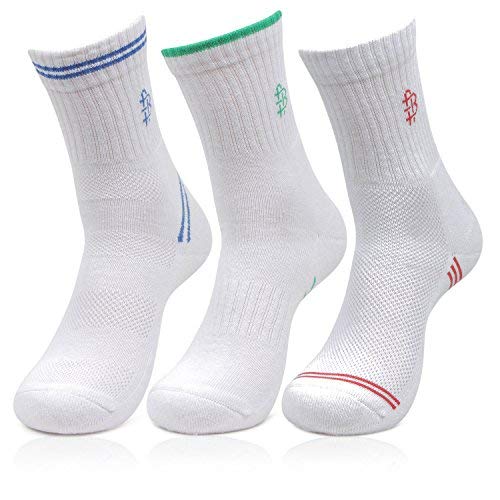 Product Cover Bonjour Mens White Crew Length 3 Pairs Sports Socks_BRO7003-PO3
