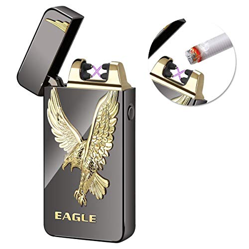 Product Cover Kivors USB Rechargeable Flameless Electronic Dual Pulse Arc Cigarette Lighter Belief, Black Eagle