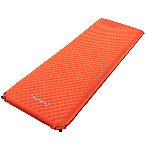 Product Cover KingCamp Camping Sleeping Foam Mattress - Deluxe Single Self Inflating 3 inches Thick Pad with Carry Bag, Suitable for Family Outdoor Activities(Orange-Deluxe Single)