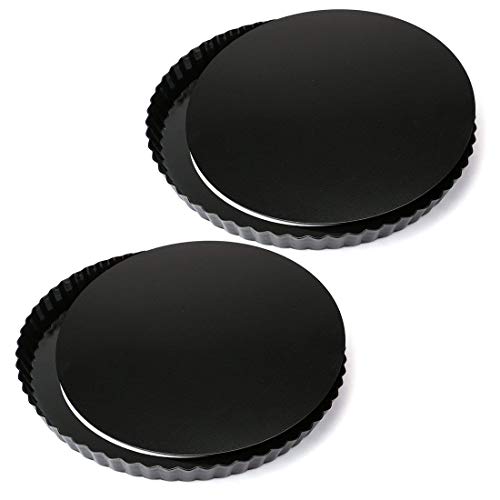 Product Cover Tosnail 2 Pack 11 Inch Nonstick Quiche Pan, Tart Pie Pan with Removable Loose Bottom