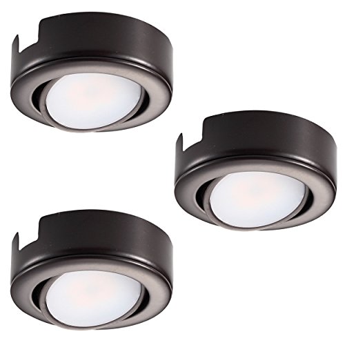 Product Cover GetInLight Swivel LED Puck Light Kit with ETL List, Recessed or Surface Mount Design, Warm White 2700K, Bronze Finish, (Pack of 3), IN-0107-3-BZ