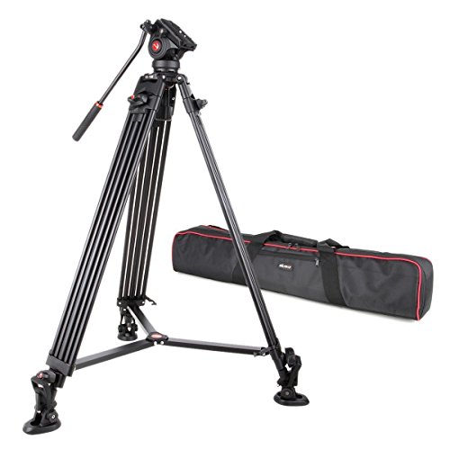 Product Cover VILTROX VX-18M Professional Heavy Duty Video Camcorder Tripod with Fluid Drag Head and Quick Release Plate, 74