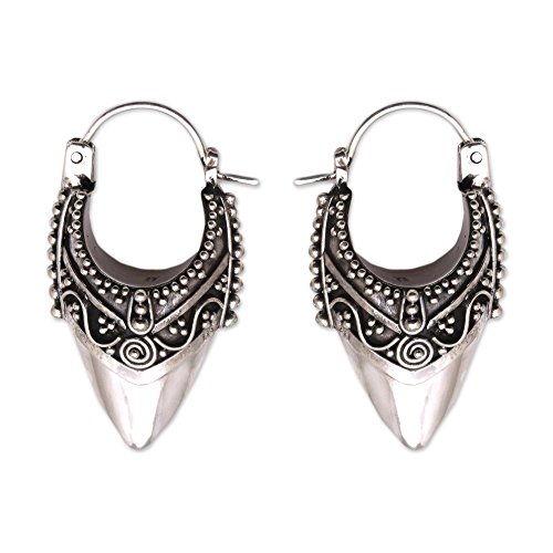 Product Cover NOVICA .925 Sterling Silver Pointed Hoop Earrings 'Bali Origin'