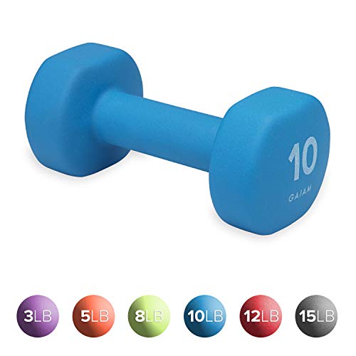 Product Cover Gaiam Neoprene Dumbbell Hand Weight, Blue, 10 lb (Sold as Single Dumbbell)