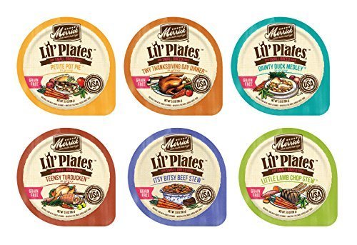 Product Cover Merrick Lil' Plates Small Breed Grain Free Wet Dog Food Variety Pack, 6 Flavors, 3.5 Ounces Each (12-Pack Cans Only)