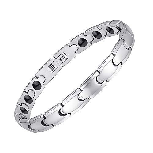 Product Cover Feraco Magnetic Therapy Bracelet for Women Arthritis Pain Relief Elegant Stainless Steel Health Magnet Bracelets, Adjustable