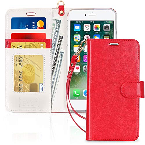 Product Cover FYY Case for iPhone 8 Plus/iPhone 7 Plus,[Kickstand Feature] Luxury PU Leather Wallet Case Flip Folio Cover with [Card Slots] [Wrist Strap] for Apple iPhone 8 Plus 2017/7 Plus 2016 (5.5